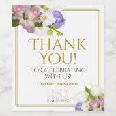 Spring Pastel Floral Wedding Danke Weinetikett (Einzelnes Label)