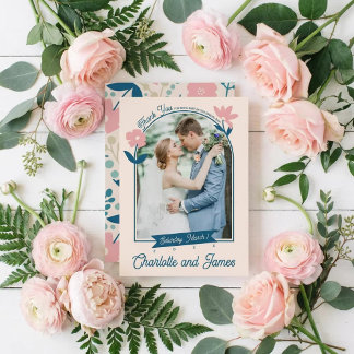 Spring Pastel Petals Flat Thank You Card Dankeskarte