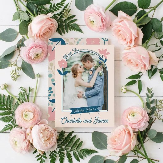 Spring Pastel Petals Flat Thank You Card Dankeskarte