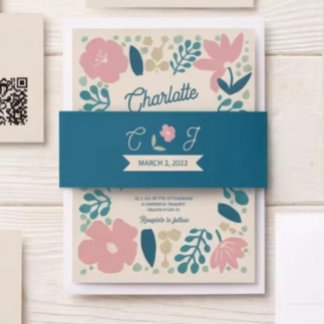 Spring Pastel Petals Invitation Belly Band
