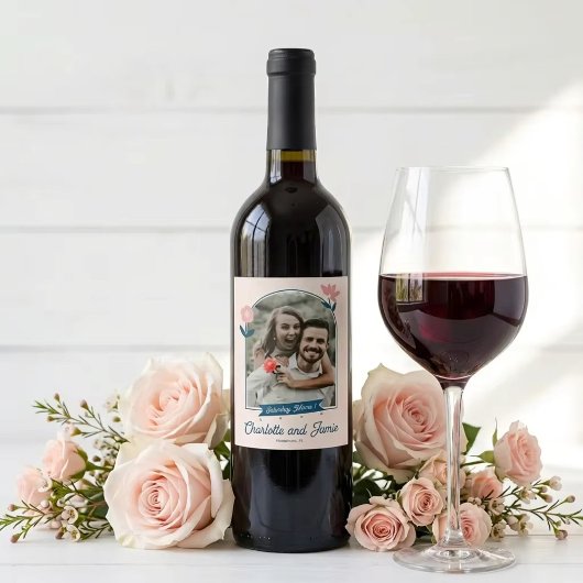 Spring Pastel Petals Save the Date Weinetikett