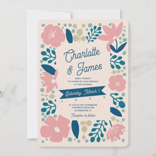 Spring Pastel Petals Wedding Invitation Einladung (Vorderseite)