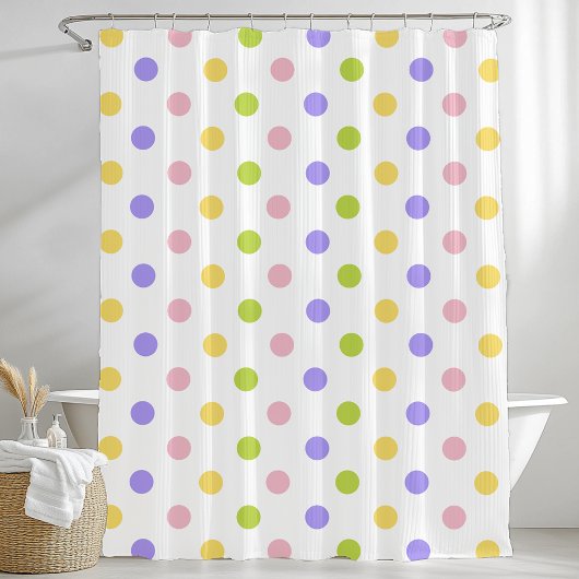 Spring Pastel Polka Dot Pattern Duschvorhang