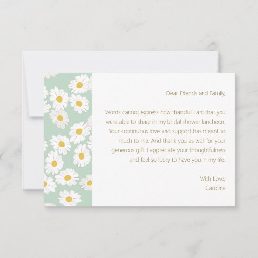 Spring Pastel Sage Blue Daisies Custom Message Dankeskarte (Vorderseite)