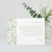 Spring Pastel Sage Blue Daisies Custom Message Dankeskarte (Stehend Vorderseite)