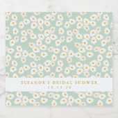 Spring Pastel Sage Daisies Brautparty Custom Alkoholflaschenetikett (Einzelnes Label)