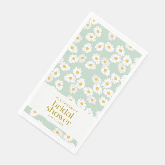 Spring Pastel Sage Daisies Brautparty Custom Serviette (Ecke)