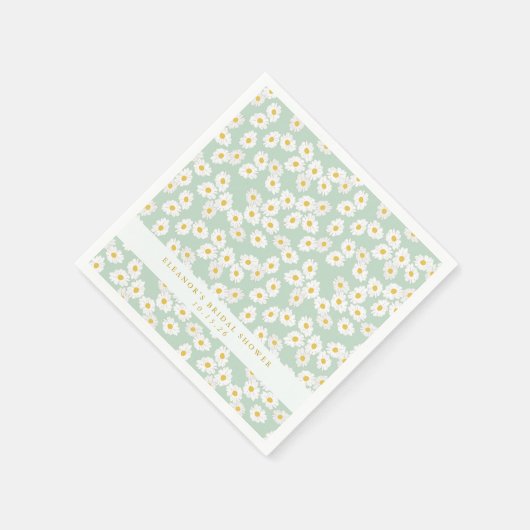Spring Pastel Sage Daisies Brautparty Custom Serviette (Ecke)