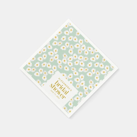 Spring Pastel Sage Daisies Brautparty Custom Serviette (Ecke)