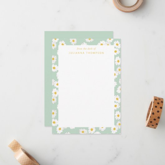 Spring Pastel Sage Daisies Personalisierter Schrei Mitteilungskarte (Vorderseite/Rückseite Beispiel)