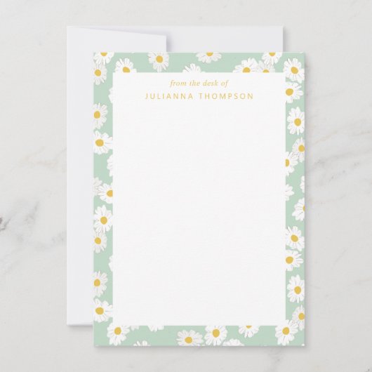 Spring Pastel Sage Daisies Personalisierter Schrei Mitteilungskarte (Vorderseite)