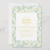 Spring Pastel Sage Green Daisies Brautparty Einladung (Vorderseite)