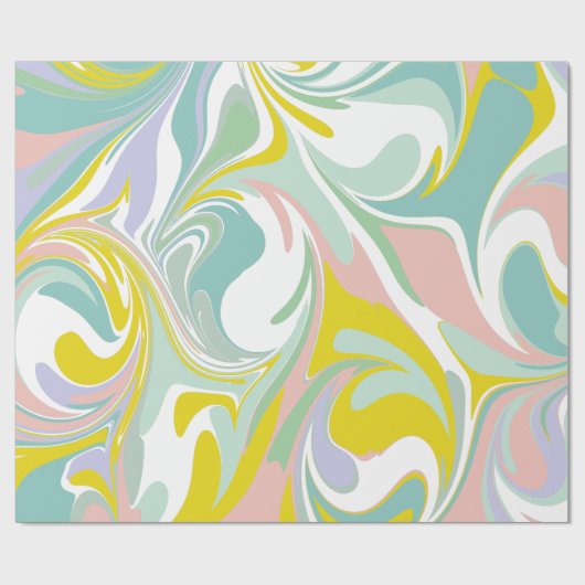 Spring Pastel Wirbel | Abstraktes Marmordesign Geschenkpapier (Flach)