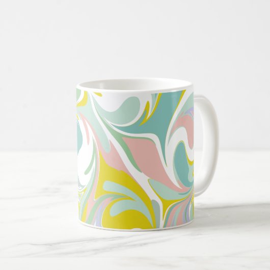 Spring Pastel Wirbel | Abstraktes Marmordesign Kaffeetasse (VorderseiteRechts)