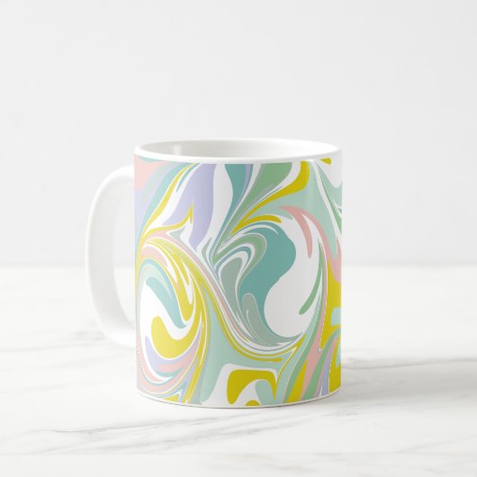 Spring Pastel Wirbel | Abstraktes Marmordesign Kaffeetasse (Vorderseite Links)