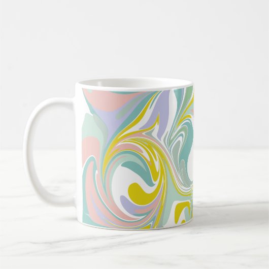 Spring Pastel Wirbel | Abstraktes Marmordesign Kaffeetasse (Links)