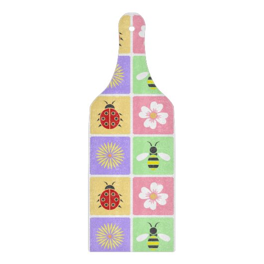 Spring Patches Glass Cutting Board Schneidebrett (Vorderseite)