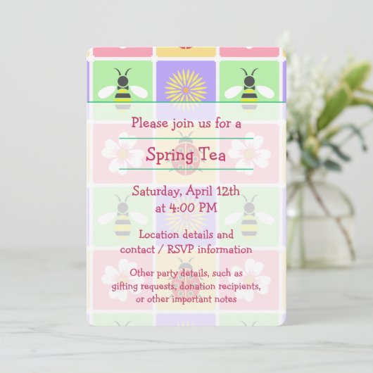 Spring Patches Party Einladung (Stehend Vorderseite)