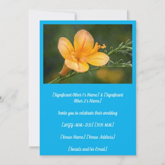 Spring Pea Partridge Blume Hochzeit Einladung (Vorderseite)