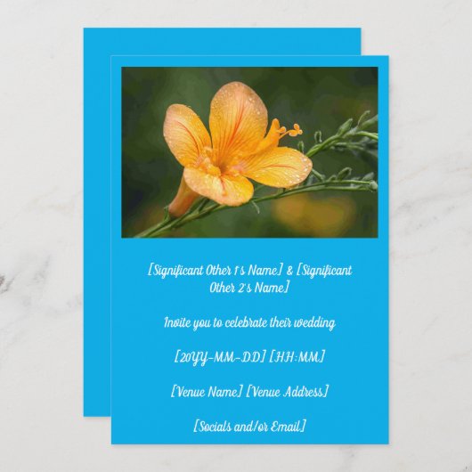 Spring Pea Partridge Blume Hochzeit Einladung (Vorne/Hinten)