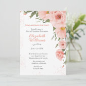 Spring Peach Floral Brautparty Einladung (Stehend Vorderseite)