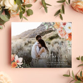 Spring Peach floral Wedding Save the Date Foto Ankündigungspostkarte