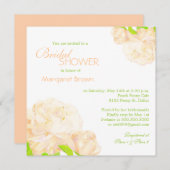 Spring Peach Peony Boho Brautparty Einladung (Vorne/Hinten)