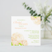 Spring Peach Peony Boho Brautparty Einladung (Stehend Vorderseite)
