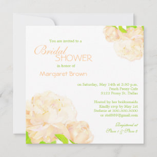 Spring Peach Peony Boho Brautparty Einladung