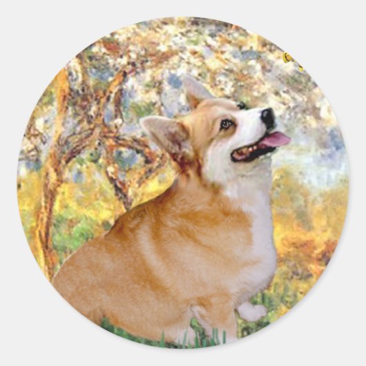 Spring - Pembroke Welsh Corgi 7b Runder Aufkleber (Vorderseite)