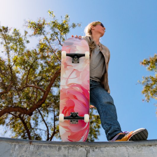 Spring Peony Bloom Garden Watercolor Skateboard (Außenbereich 1)