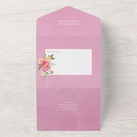 Spring Peony Blume Wedding All In One Einladung (Außenbereich)