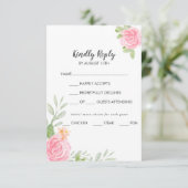 Spring Peony Menu Choice Wedding RSVP Card Karte (Stehend Vorderseite)