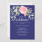 Spring Peony Navy Feiern wir Party Einladung (Vorderseite)