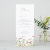 Spring Peony Watercolor Wedding Menu Menükarte (Stehend Vorderseite)