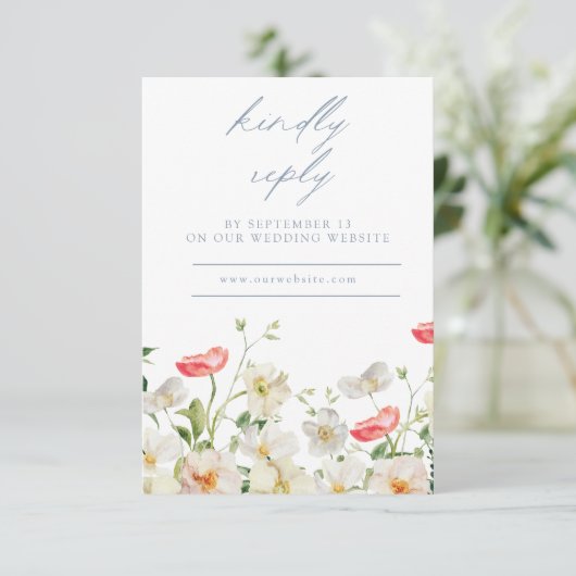 Spring Peony Watercolor Wedding Reply RSVP Card (Stehend Vorderseite)