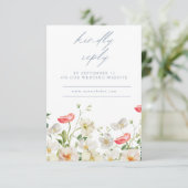 Spring Peony Watercolor Wedding Reply RSVP Card Karte (Stehend Vorderseite)