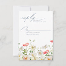 Spring Peony Watercolor Wedding Reply RSVP Card