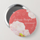 Spring Peony Wedding Bouquet Bridesmaids Button (Vorne & Hinten)