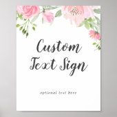 Spring Peony Wedding Custom Text Sign Poster (Vorne)