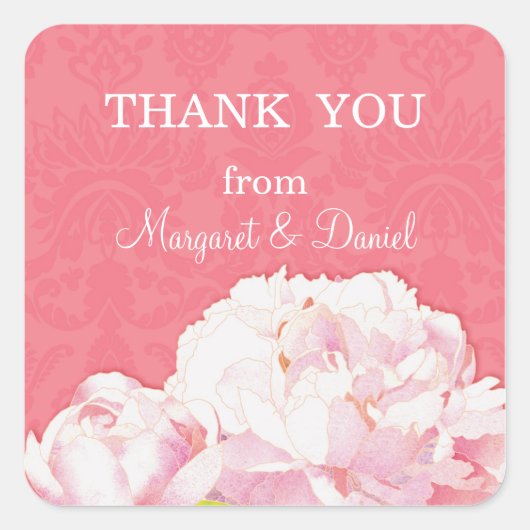 Spring Peony Wedding Vielen Dank für Ihr Interesse Quadratischer Aufkleber (Vorderseite)