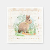 Spring Peter Rabbit Carrot Garden Wasserfarbe Holz Serviette (Vorderseite)