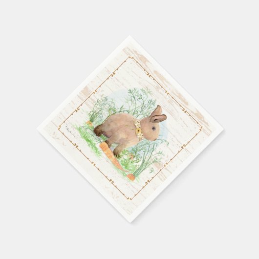 Spring Peter Rabbit Carrot Garden Wasserfarbe Holz Serviette (Ecke)