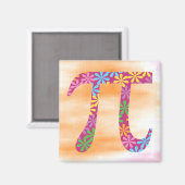 Spring Pi © Floral Mathe Symbol Pink Orange Magnet (Vorderseite/Rückseite)