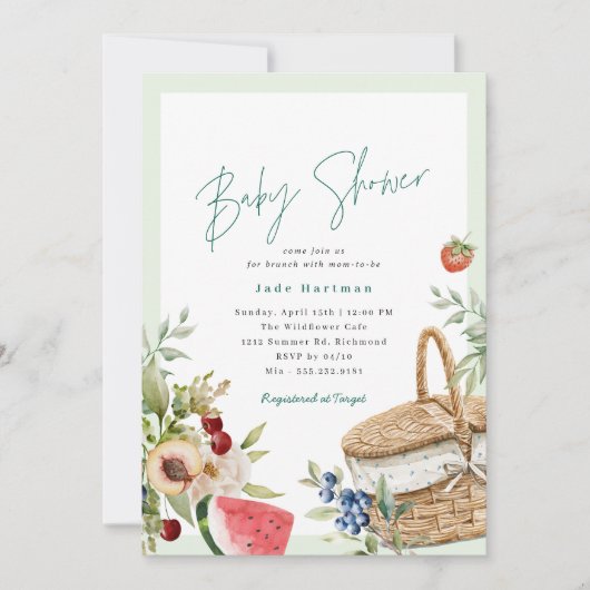 Spring Picnic | Neutronenblütendusche Einladung (Vorderseite)