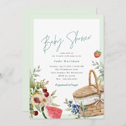 Spring Picnic | Neutronenblütendusche Einladung (Vorne/Hinten)