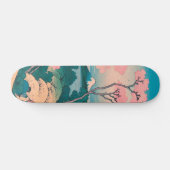 Spring Picnic under Cherry Tree Flowers Mount Fuji Skateboard (Horizontal)