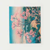 Spring Picnic unter den Blume des Kirschbaums Mont Wandteppich (Vorderseite)