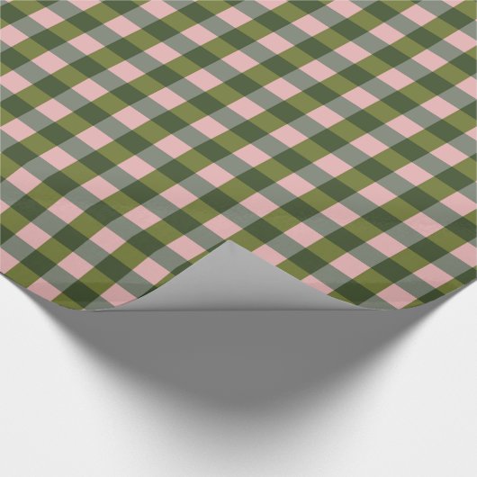 Spring Pink And Green Gingham Geschenkpapier (Ecke)
