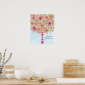 Spring Pink Blume Tree - Geburtstagsposter Poster (Küche)